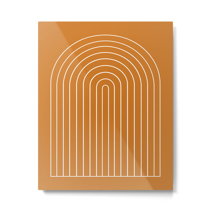 Minimal Arch XXII Bright 70s Orange Modern Geometric Lines Metal Print Gallery Image 1