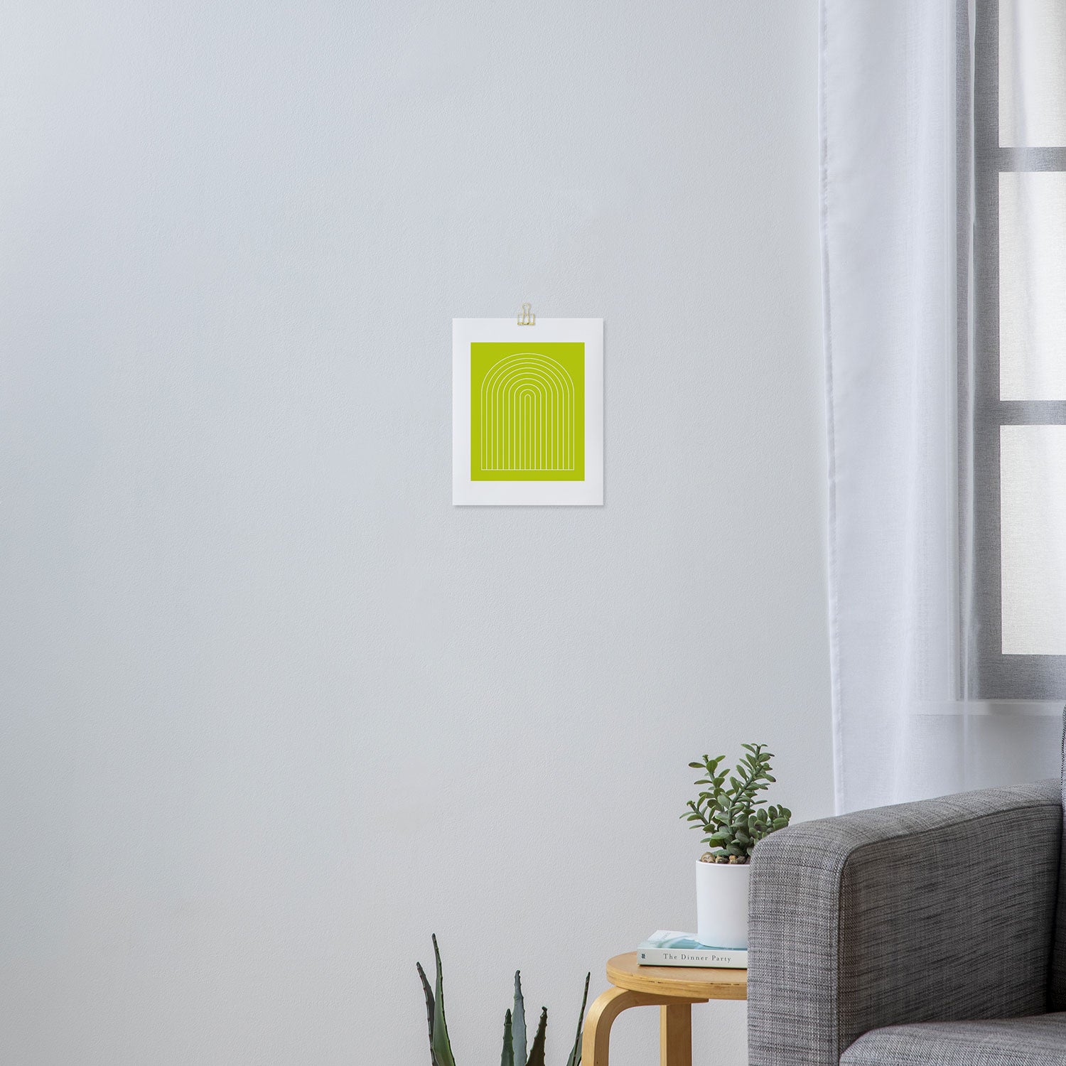 Minimal Arch XXIII Lime Green Modern Geometric Lines Art Print Gallery Image 3