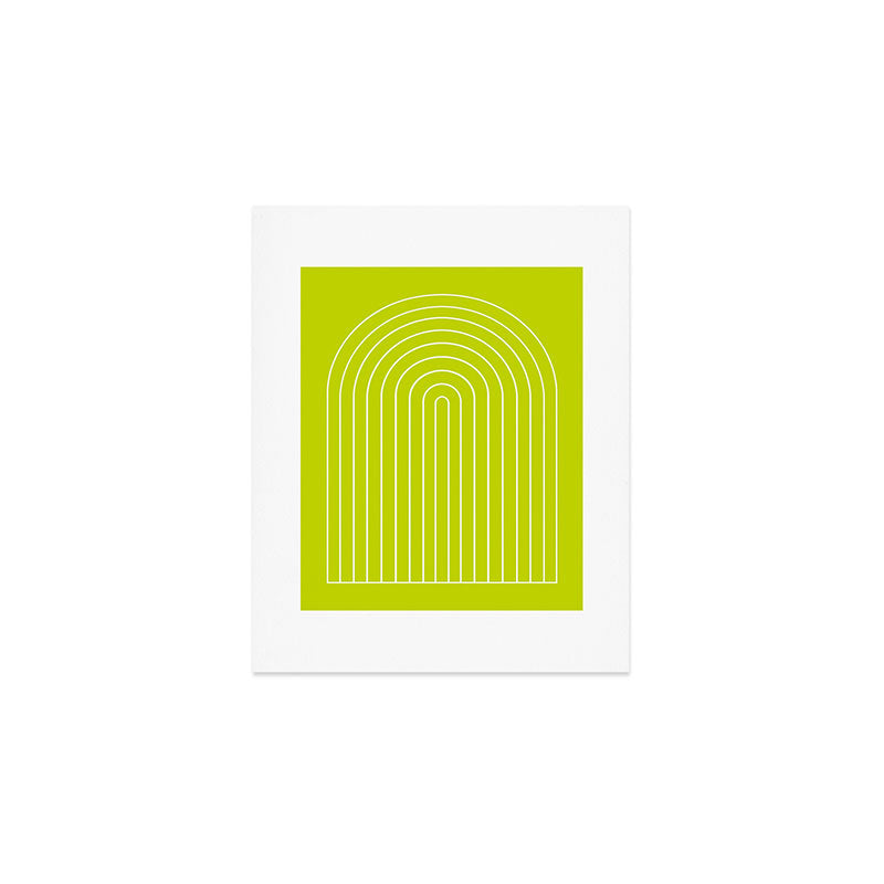 Minimal Arch XXIII Lime Green Modern Geometric Lines Art Print Gallery Image 1