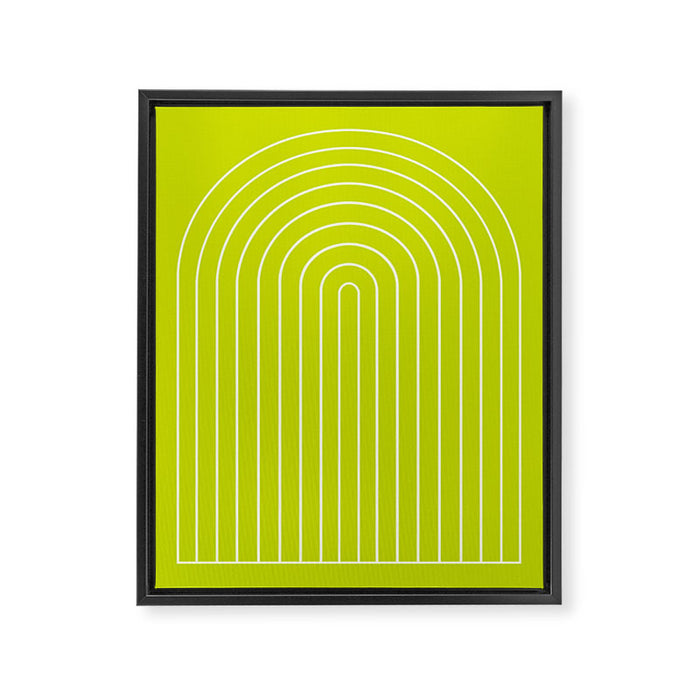 Minimal Arch XXIII Lime Green Modern Geometric Lines Framed Canvas Print Gallery Image 1