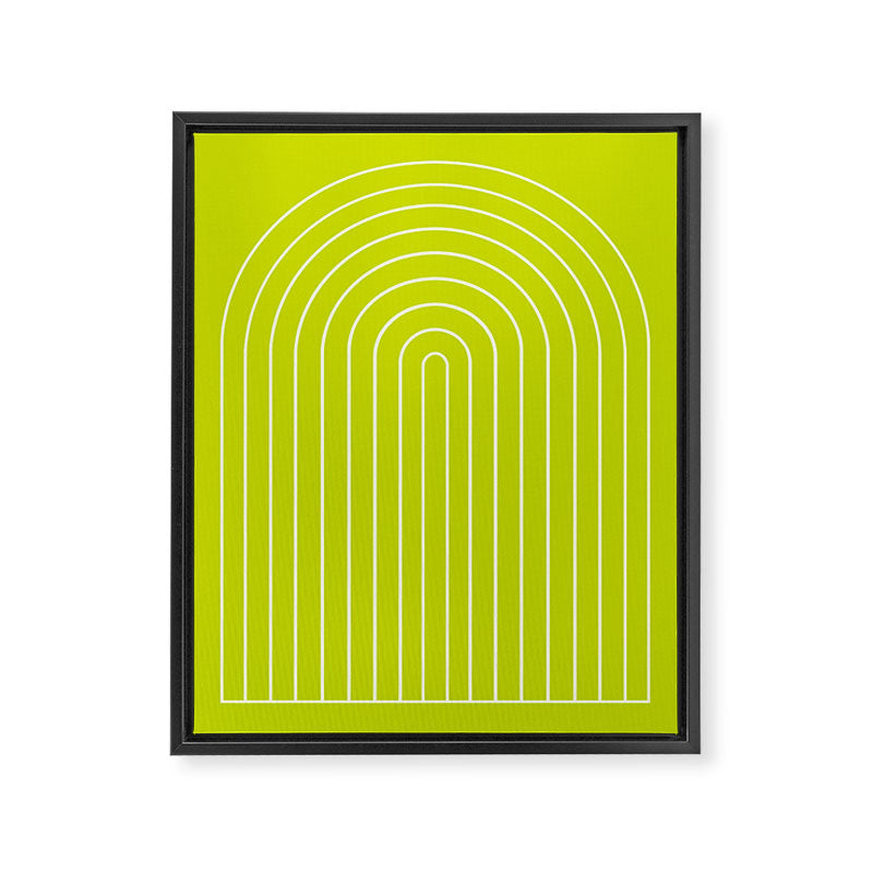 Minimal Arch XXIII Lime Green Modern Geometric Lines Framed Canvas Print Gallery Image 6