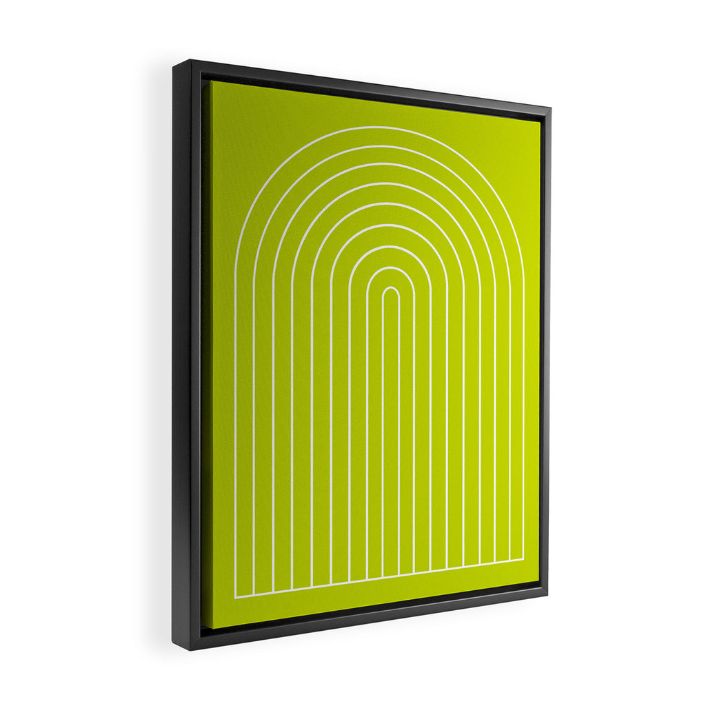 Minimal Arch XXIII Lime Green Modern Geometric Lines Framed Canvas Print Gallery Image 2