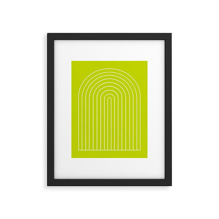 Minimal Arch XXIII Lime Green Modern Geometric Lines Framed Art Print Gallery Image 1