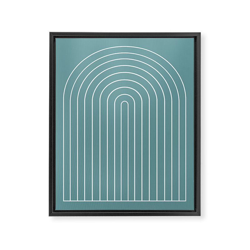 Minimal Arch XXIV Beachy Teal Modern Geometric Lines Framed Canvas Print Gallery Image 6