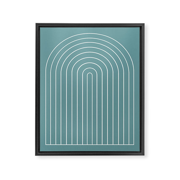 Minimal Arch XXIV Beachy Teal Modern Geometric Lines Framed Canvas Print Gallery Image 1