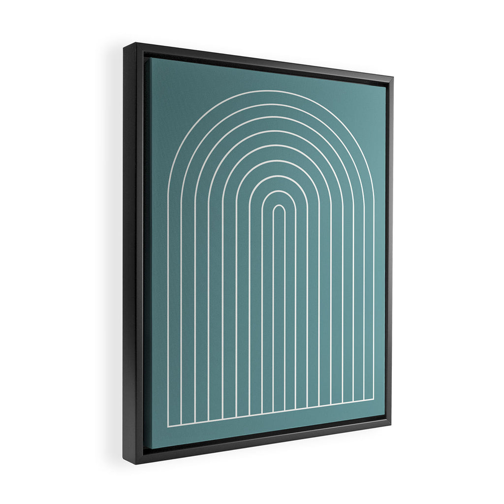 Minimal Arch XXIV Beachy Teal Modern Geometric Lines Framed Canvas Print Gallery Image 2