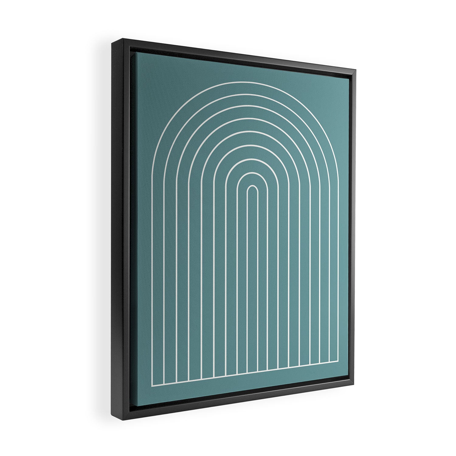 Minimal Arch XXIV Beachy Teal Modern Geometric Lines Framed Canvas Print Gallery Image 2