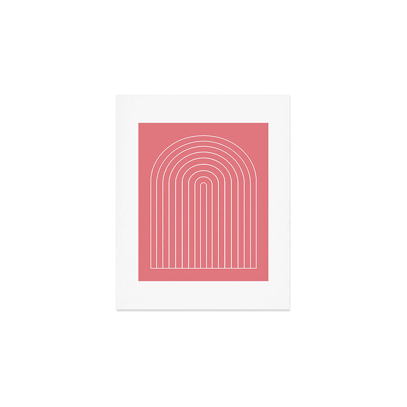 Minimal Arch XXIX Coral Pink Modern Geometric Lines Art Print Gallery Image 1