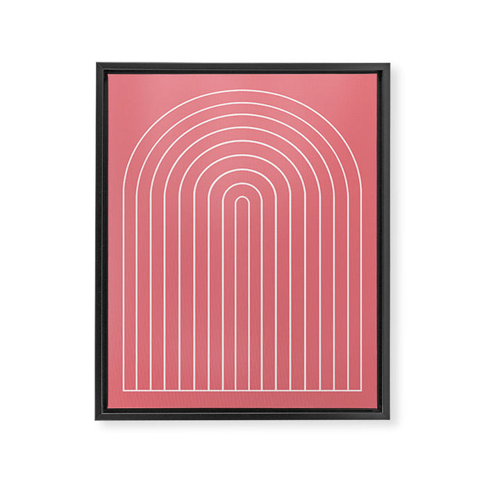 Minimal Arch XXIX Coral Pink Modern Geometric Lines Framed Canvas Print Gallery Image 1