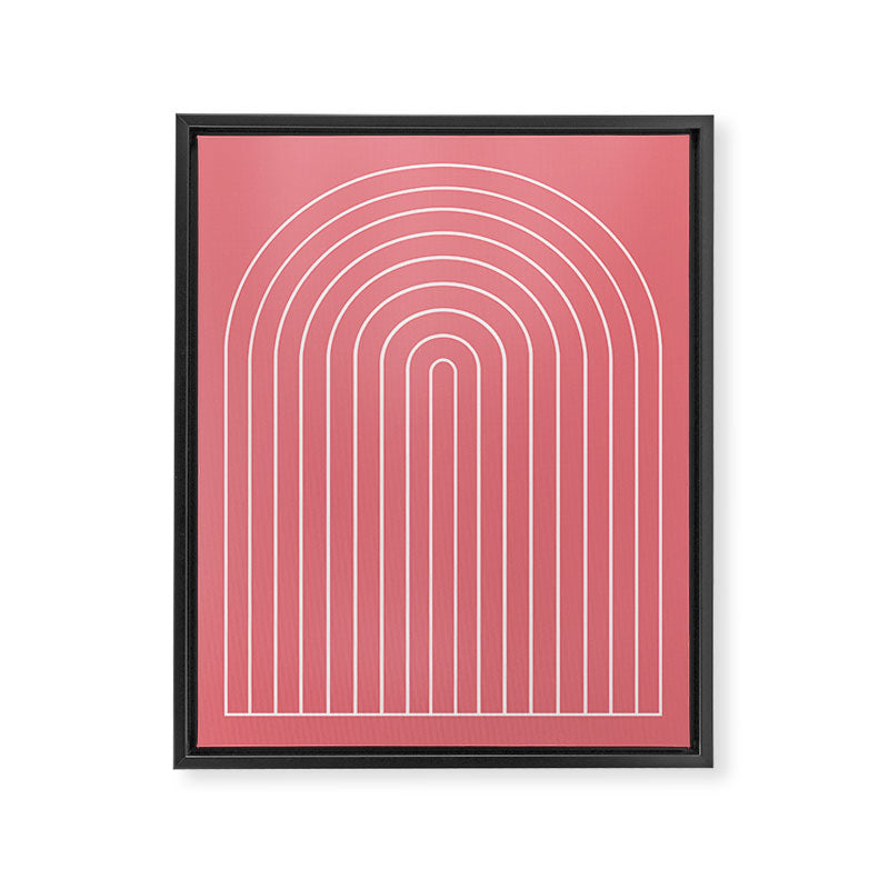 Minimal Arch XXIX Coral Pink Modern Geometric Lines Framed Canvas Print Gallery Image 6