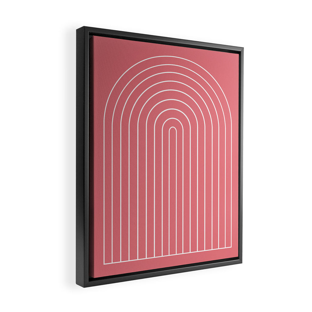 Minimal Arch XXIX Coral Pink Modern Geometric Lines Framed Canvas Print Gallery Image 2