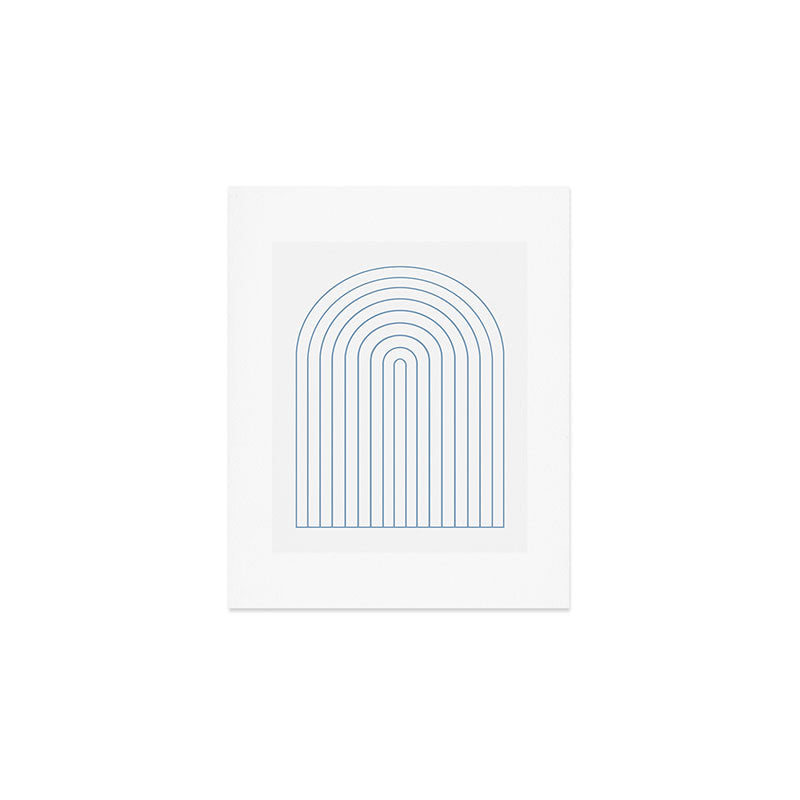 Minimal Arch XXV White and Blue Green Modern Geometric Lines Art Print Gallery Image 1