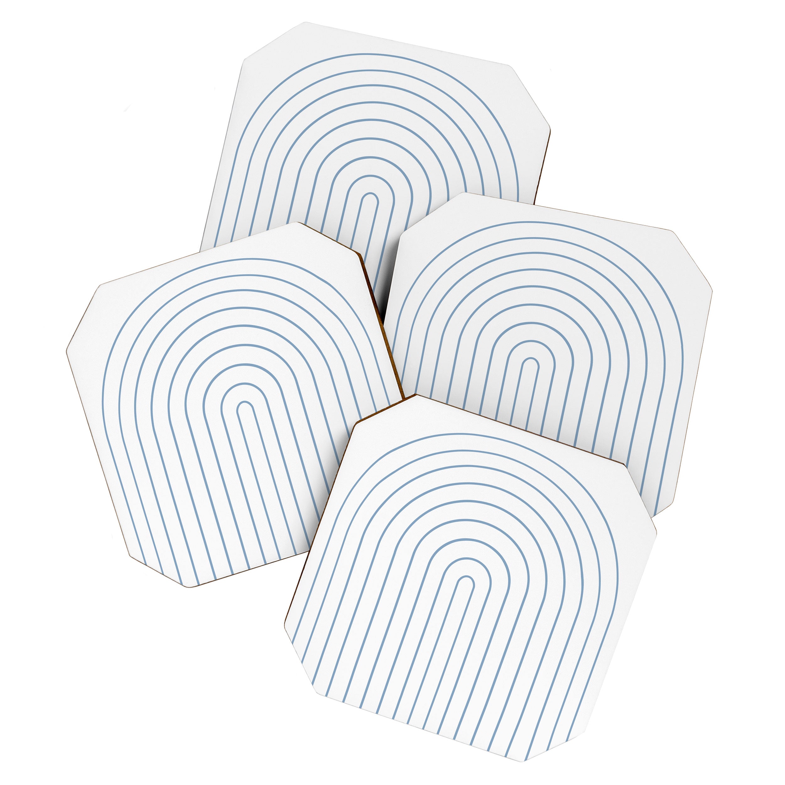 Minimal Arch XXV White and Blue Green Modern Geometric Lines Coaster Gallery Image 1