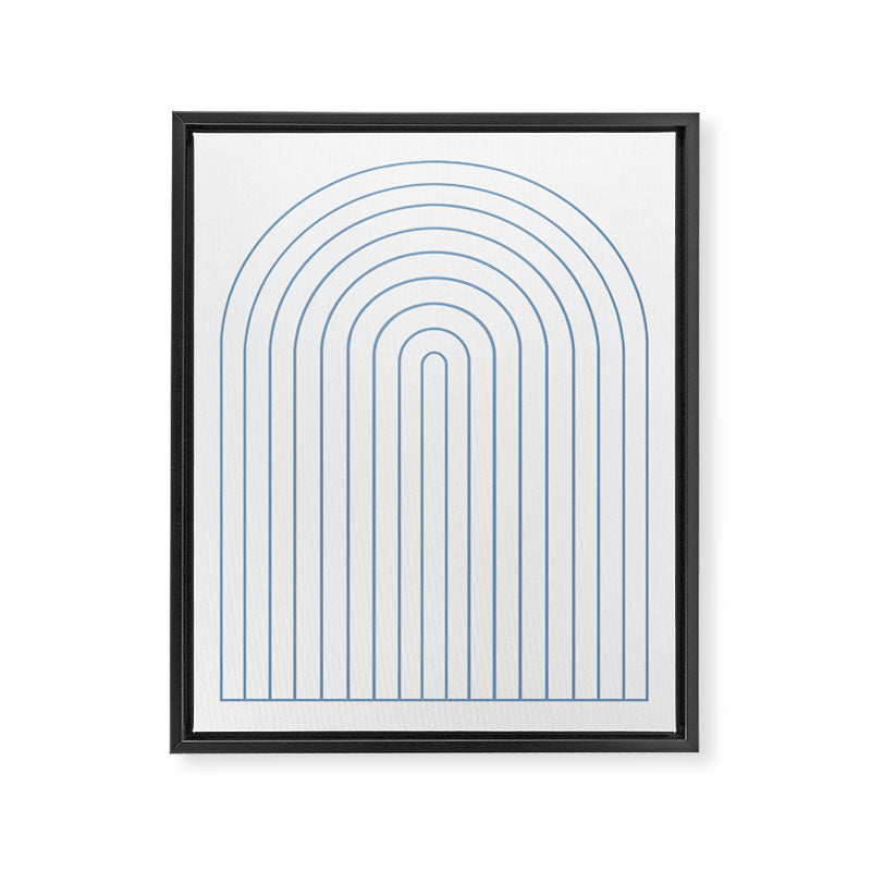 Minimal Arch XXV White and Blue Green Modern Geometric Lines Framed Canvas Print Gallery Image 6