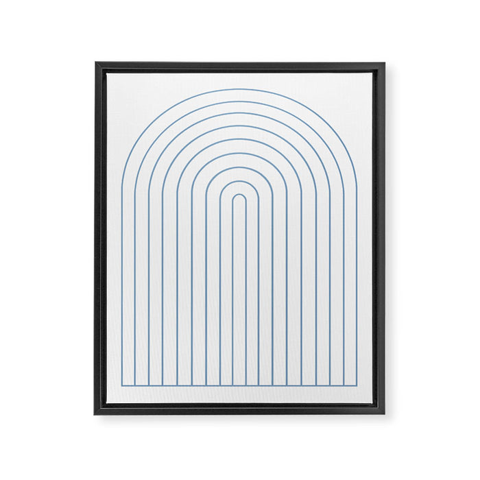 Minimal Arch XXV White and Blue Green Modern Geometric Lines Framed Canvas Print Gallery Image 1