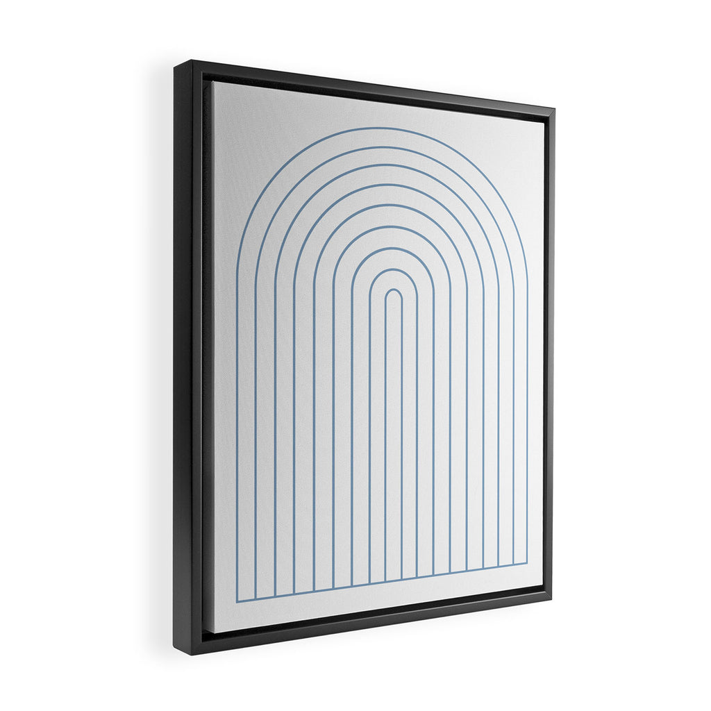 Minimal Arch XXV White and Blue Green Modern Geometric Lines Framed Canvas Print Gallery Image 2