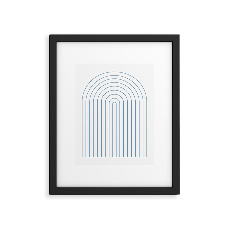 Minimal Arch XXV White and Blue Green Modern Geometric Lines Framed Art Print Gallery Image 5