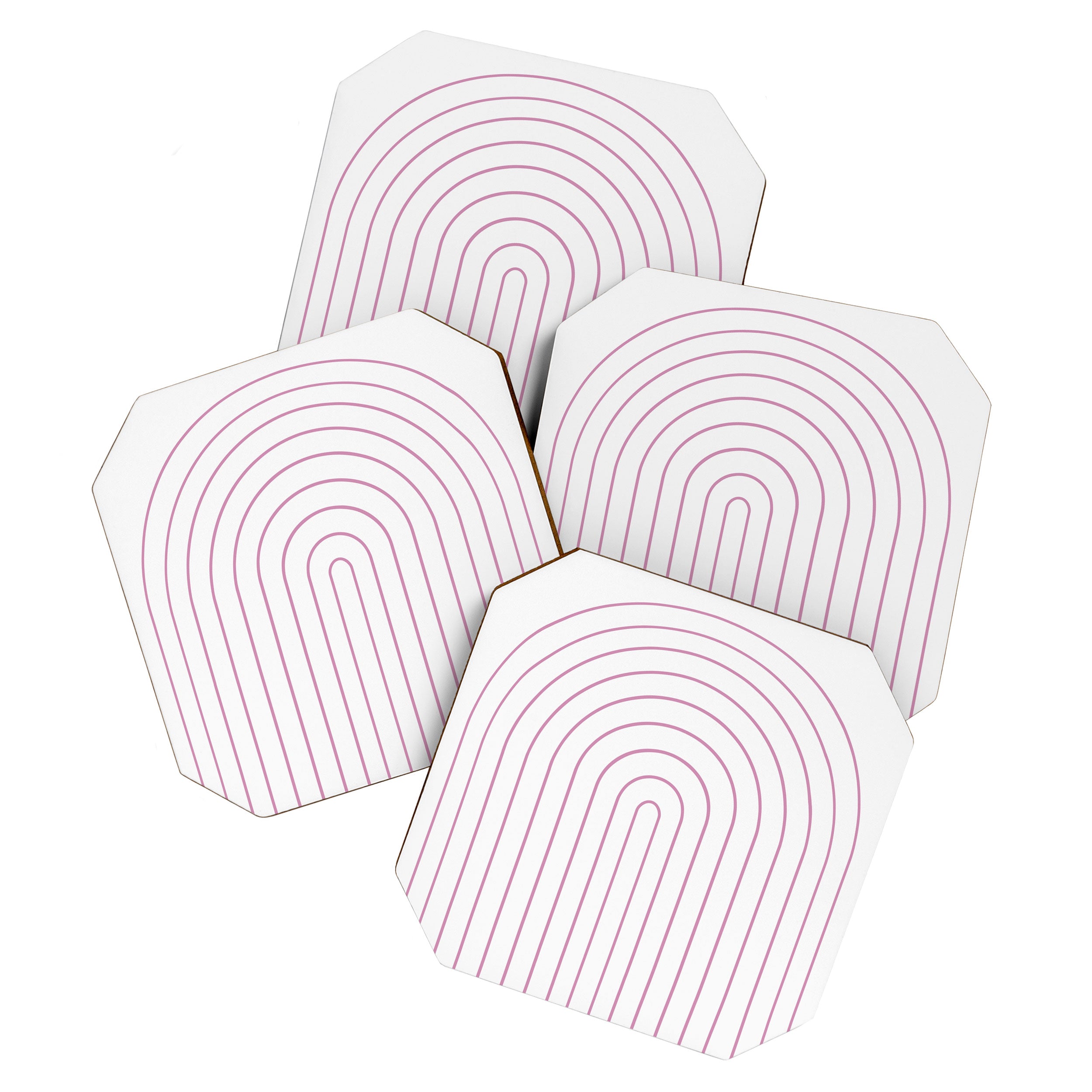Minimal Arch XXVI White and Pink Modern Geometric Lines Coaster Gallery Image 1