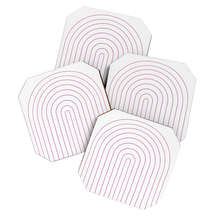 Minimal Arch XXVI White and Pink Modern Geometric Lines Coaster Gallery Image 1