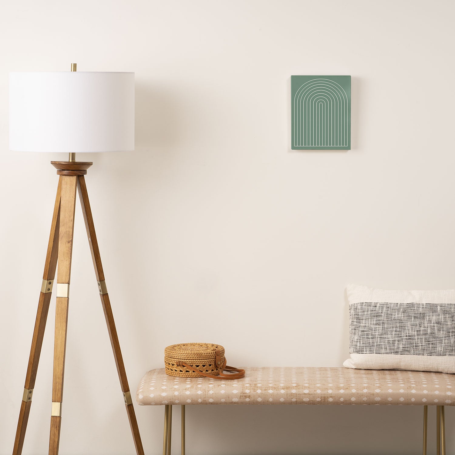 Minimal Arch XXXVII Natural Green Modern Geometric Lines Canvas Print Gallery Image 2