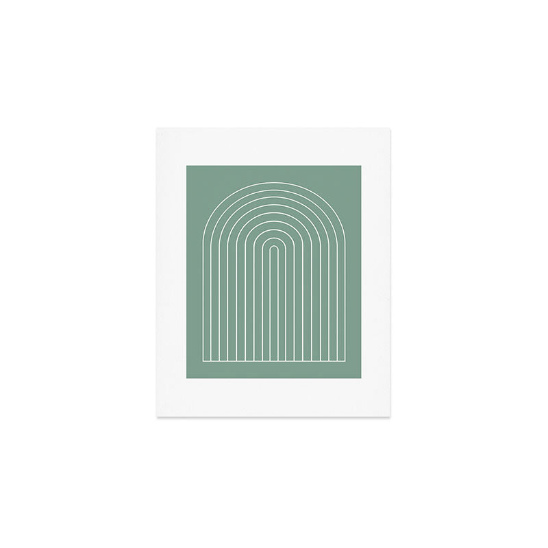 Minimal Arch XXXVII Natural Green Modern Geometric Lines Art Print Gallery Image 1