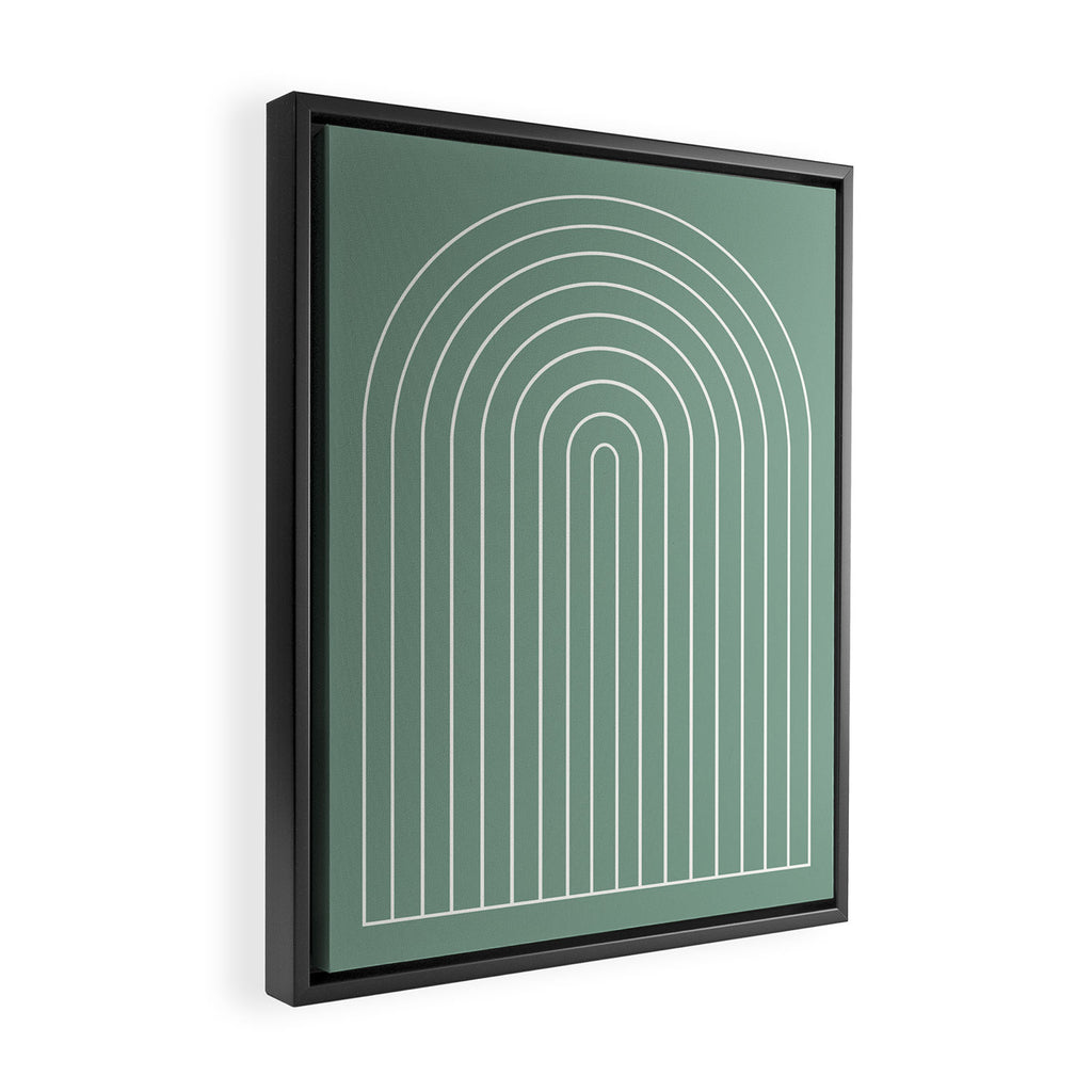 Minimal Arch XXXVII Natural Green Modern Geometric Lines Framed Canvas Print Gallery Image 2