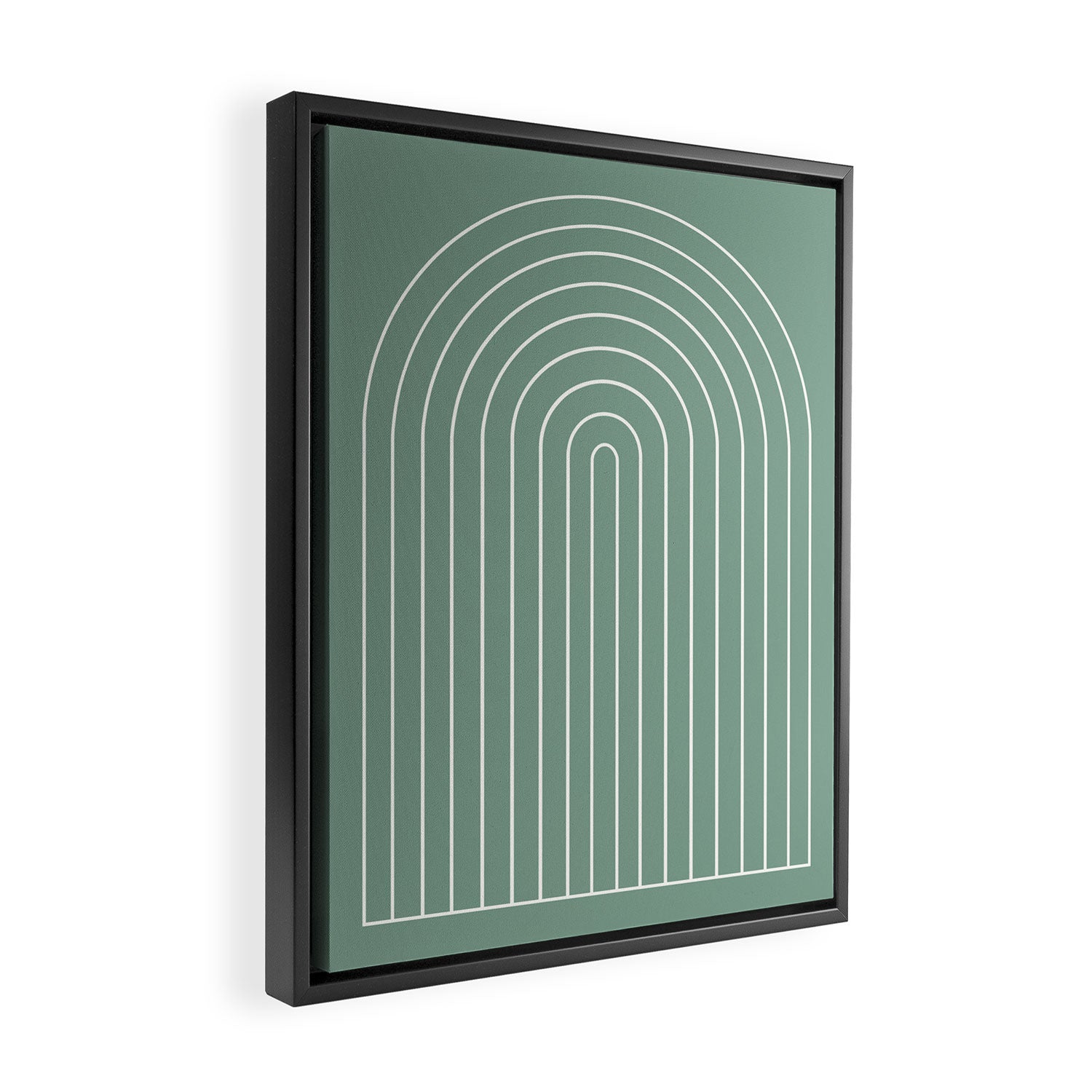 Minimal Arch XXXVII Natural Green Modern Geometric Lines Framed Canvas Print Gallery Image 2