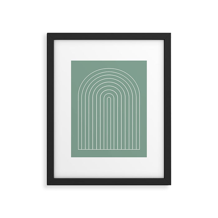 Minimal Arch XXXVII Natural Green Modern Geometric Lines Framed Art Print Gallery Image 1