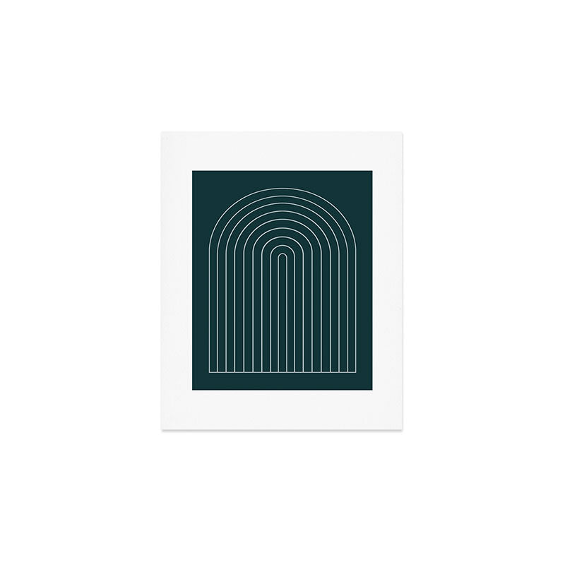Minimal Arch XXXVIII Dark Teal Green Modern Geometric Lines Art Print Gallery Image 1