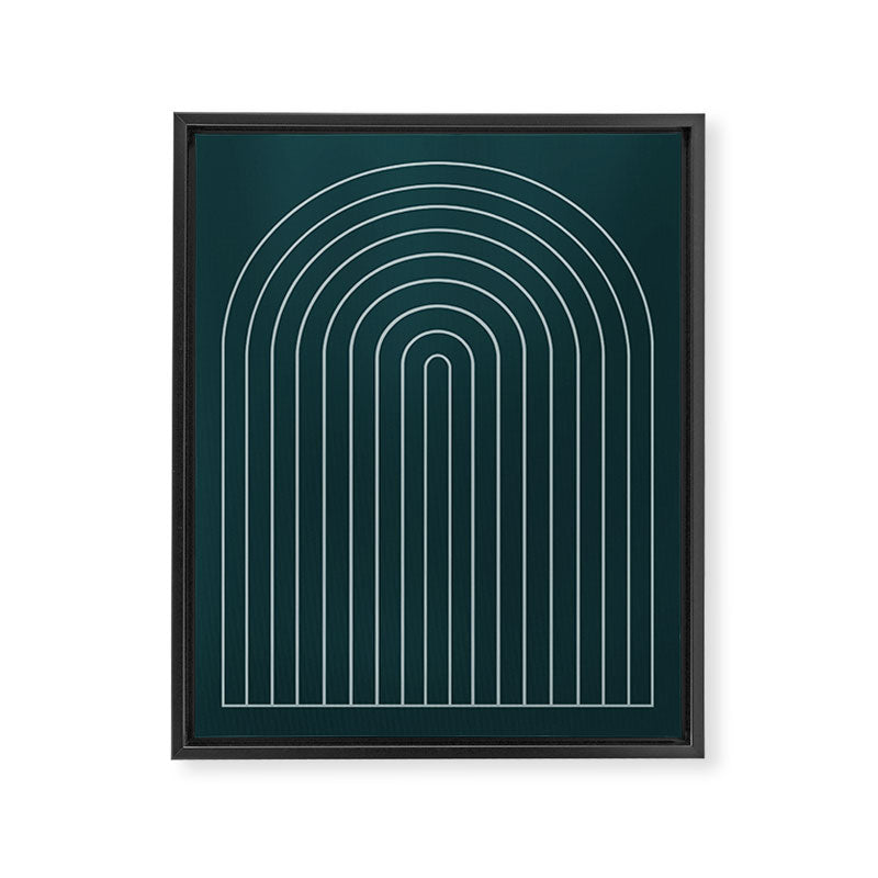 Minimal Arch XXXVIII Dark Teal Green Modern Geometric Lines Framed Canvas Print Gallery Image 6