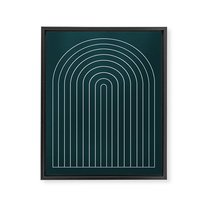 Minimal Arch XXXVIII Dark Teal Green Modern Geometric Lines Framed Canvas Print Gallery Image 1