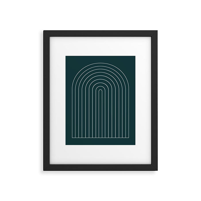 Minimal Arch XXXVIII Dark Teal Green Modern Geometric Lines Framed Art Print Gallery Image 1