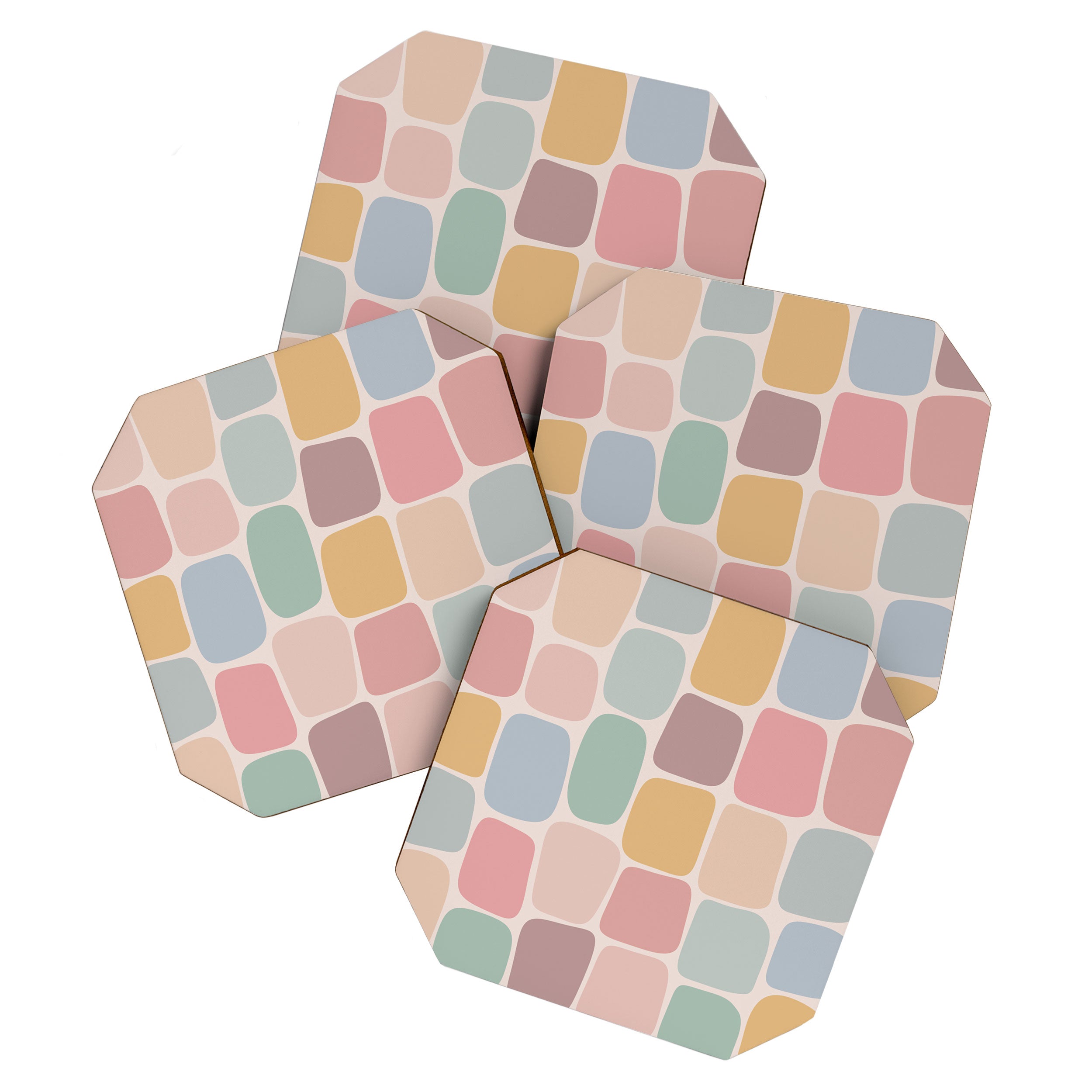 Minimal Blocks - Pastel Rainbow Coaster Gallery Image 1