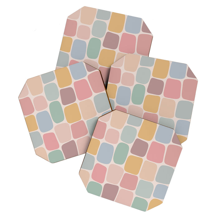 Minimal Blocks - Pastel Rainbow Coaster Gallery Image 1