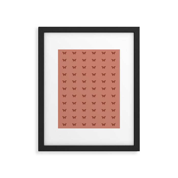 Butterfly Pattern - Red Framed Art Print Gallery Image 1