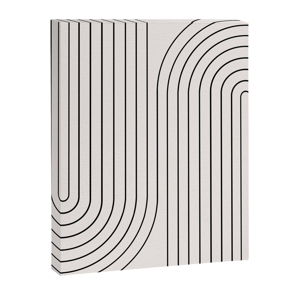 Minimal Line Curvature I Black and White Mid Century Modern Arch Abstract Canvas Print Gallery Image 6