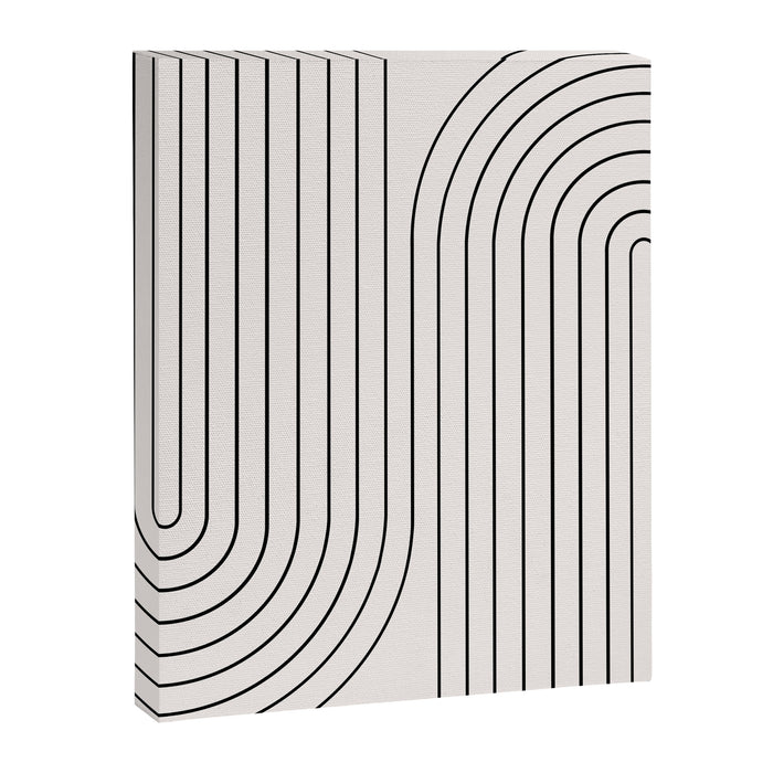 Minimal Line Curvature I Black and White Mid Century Modern Arch Abstract Canvas Print Gallery Image 1