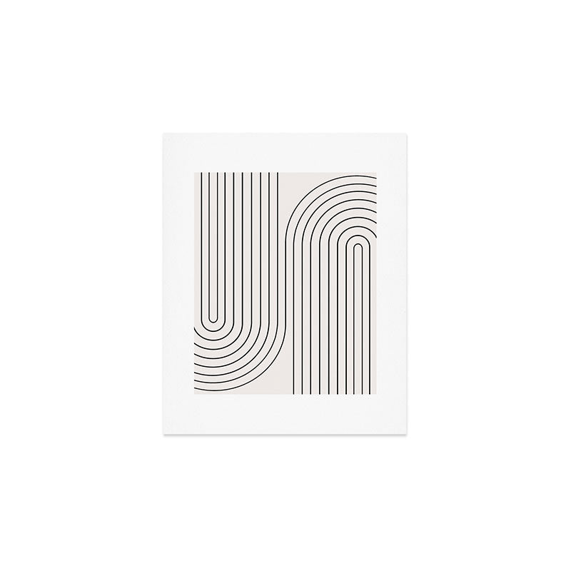 Minimal Line Curvature I Black and White Mid Century Modern Arch Abstract Art Print Gallery Image 1