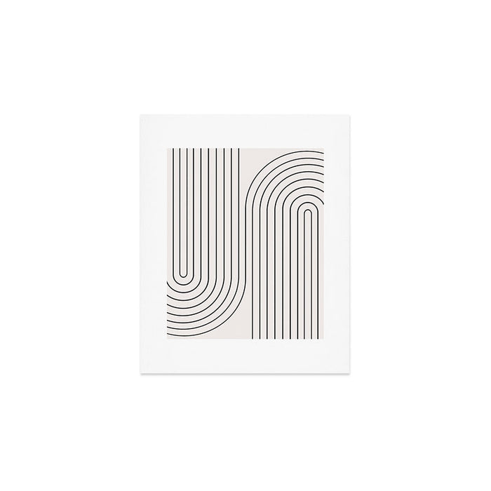 Minimal Line Curvature I Black and White Mid Century Modern Arch Abstract Art Print Gallery Image 1