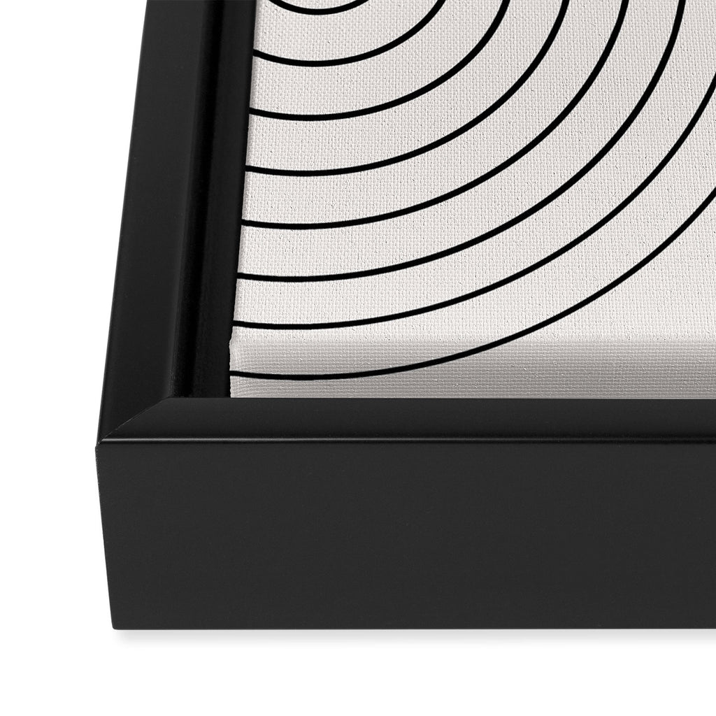 Minimal Line Curvature I Black and White Mid Century Modern Arch Abstract Framed Canvas Print Gallery Image 3