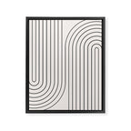 Minimal Line Curvature I Black and White Mid Century Modern Arch Abstract Framed Canvas Print Gallery Image 6