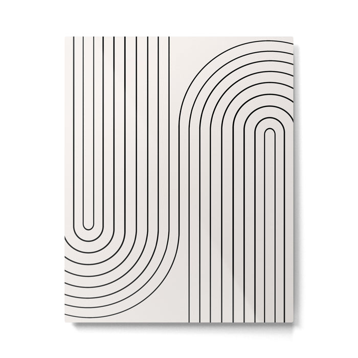 Minimal Line Curvature I Black and White Mid Century Modern Arch Abstract Metal Print Gallery Image 1