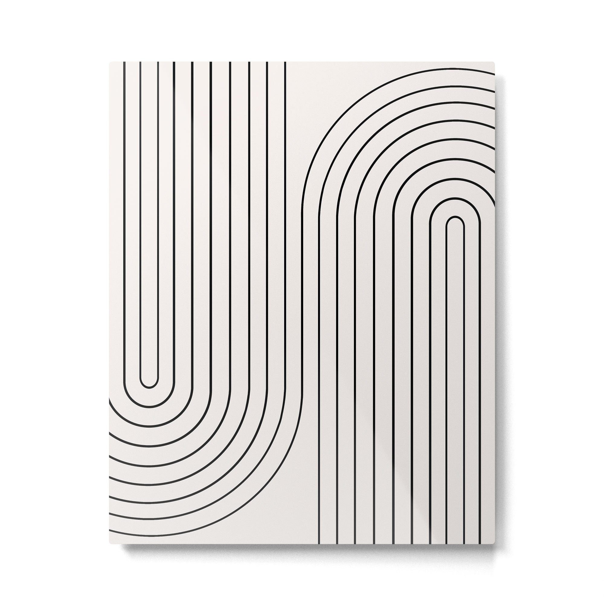 Minimal Line Curvature I Black and White Mid Century Modern Arch Abstract Metal Print Gallery Image 4