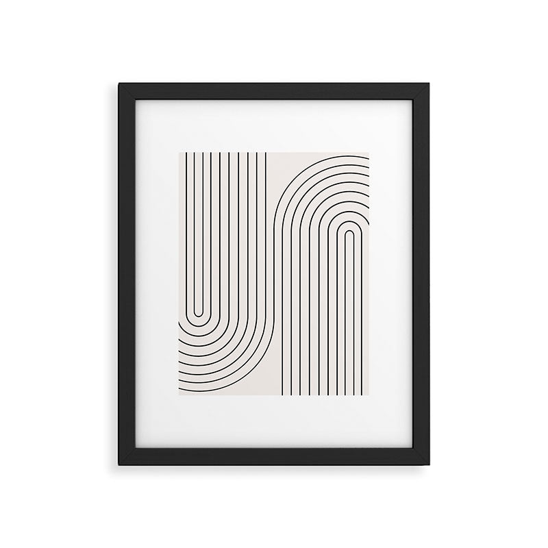 Minimal Line Curvature I Black and White Mid Century Modern Arch Abstract Framed Art Print Gallery Image 5