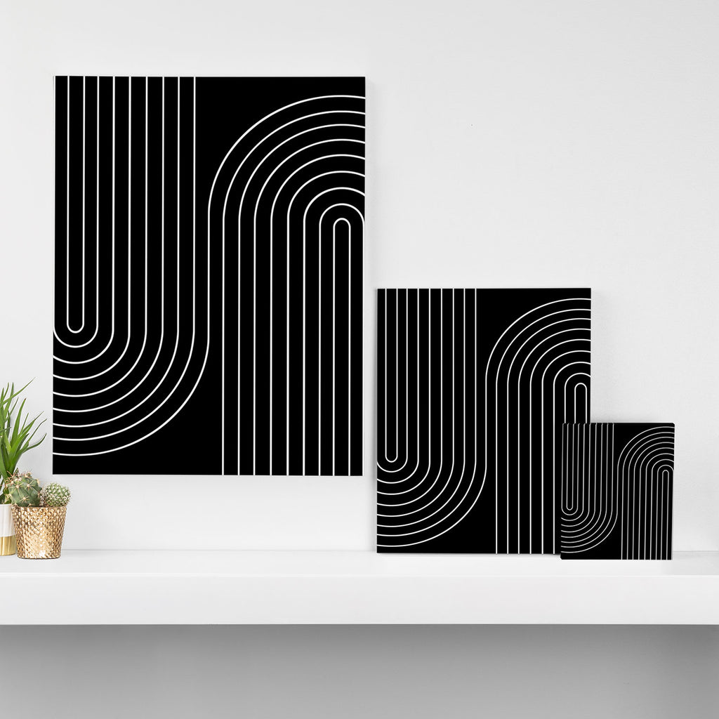 Minimal Line Curvature II Black and White Mid Century Modern Arch Abstract Canvas Print Gallery Image 3