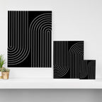 Minimal Line Curvature II Black and White Mid Century Modern Arch Abstract Canvas Print Gallery Image 3