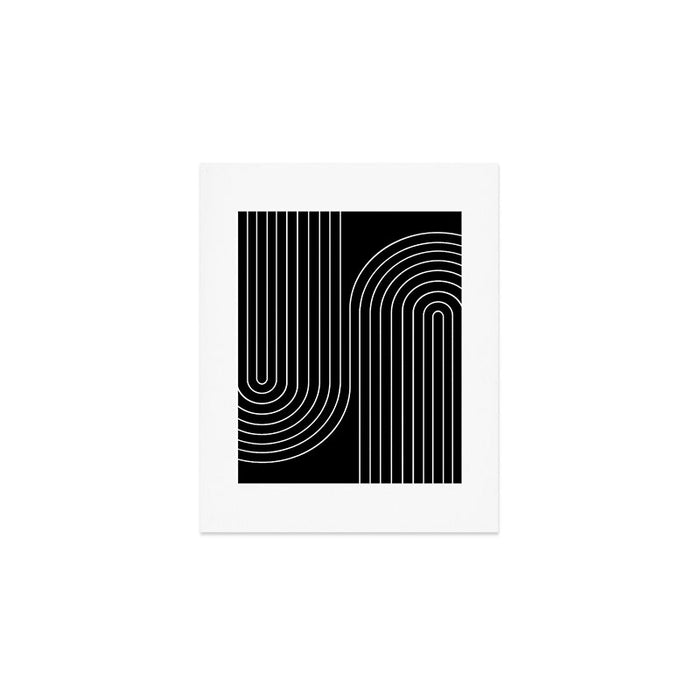 Minimal Line Curvature II Black and White Mid Century Modern Arch Abstract Art Print Gallery Image 1