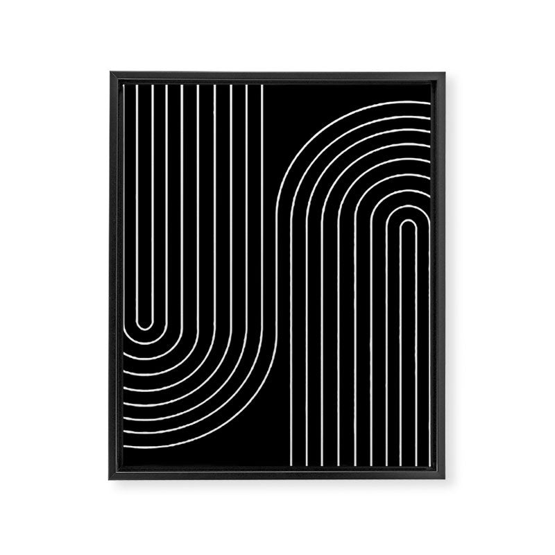 Minimal Line Curvature II Black and White Mid Century Modern Arch Abstract Framed Canvas Print Gallery Image 6