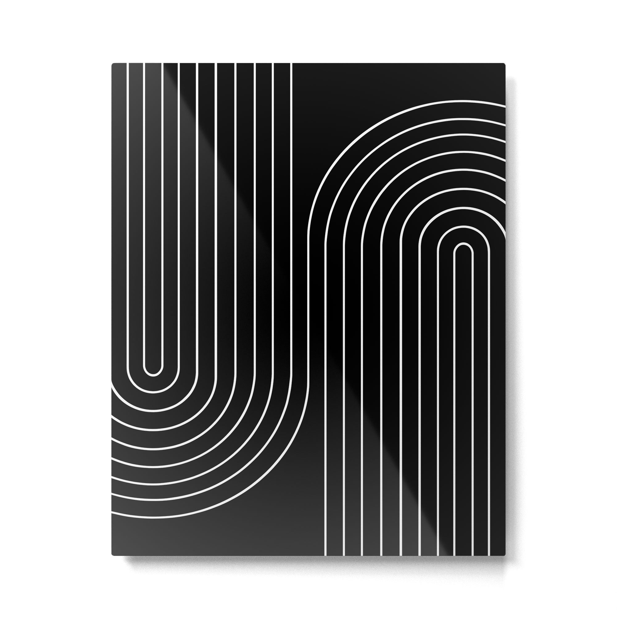 Minimal Line Curvature II Black and White Mid Century Modern Arch Abstract Metal Print Gallery Image 4