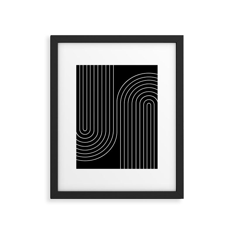 Minimal Line Curvature II Black and White Mid Century Modern Arch Abstract Framed Art Print Gallery Image 5
